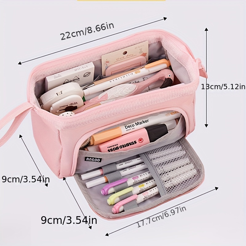 Large Capacity Pencil Case Pink Aesthetic School Pencil Box