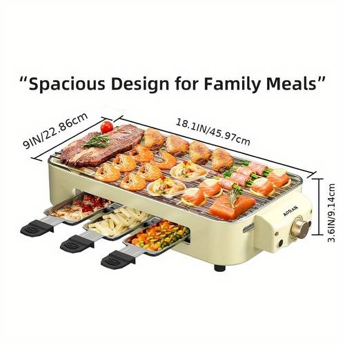 kitchen electric barbecue grill 110v operation non stick cooking detachable plate with grilling rack barbecue gift pack and three hand dishes easy to of stainless steel temperature adjustable multi functional electric grill