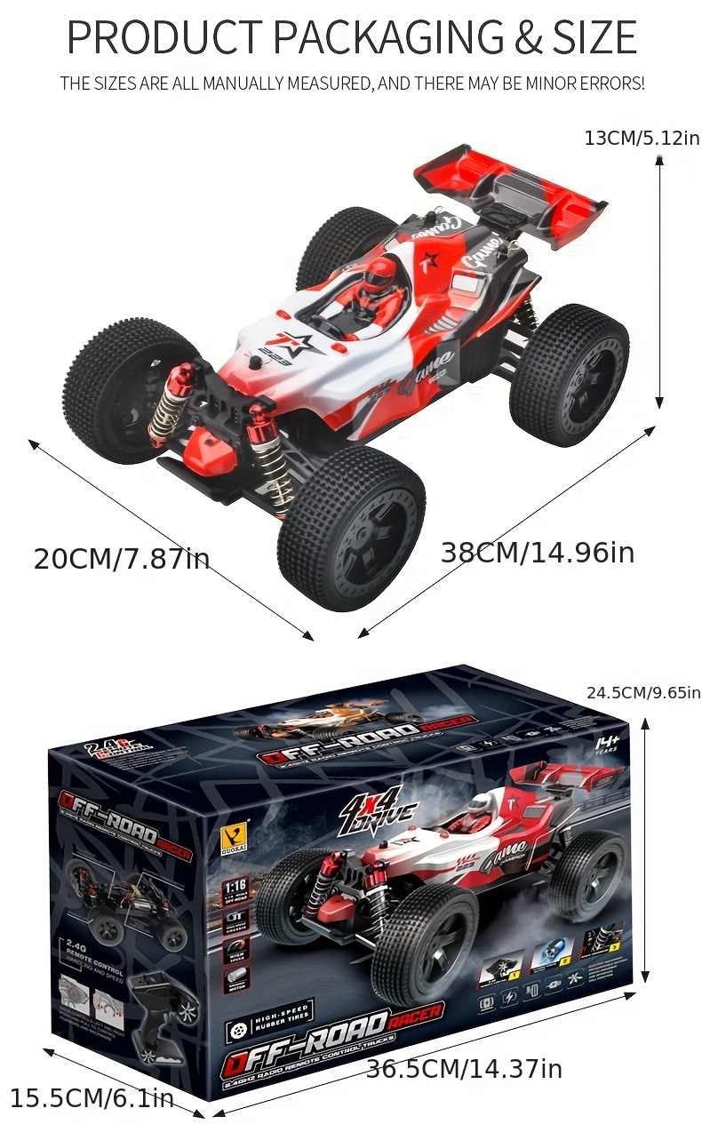 Auto da Corsa Radiocomandata in Scala 1:16 a 2 funzioni - TOY0883