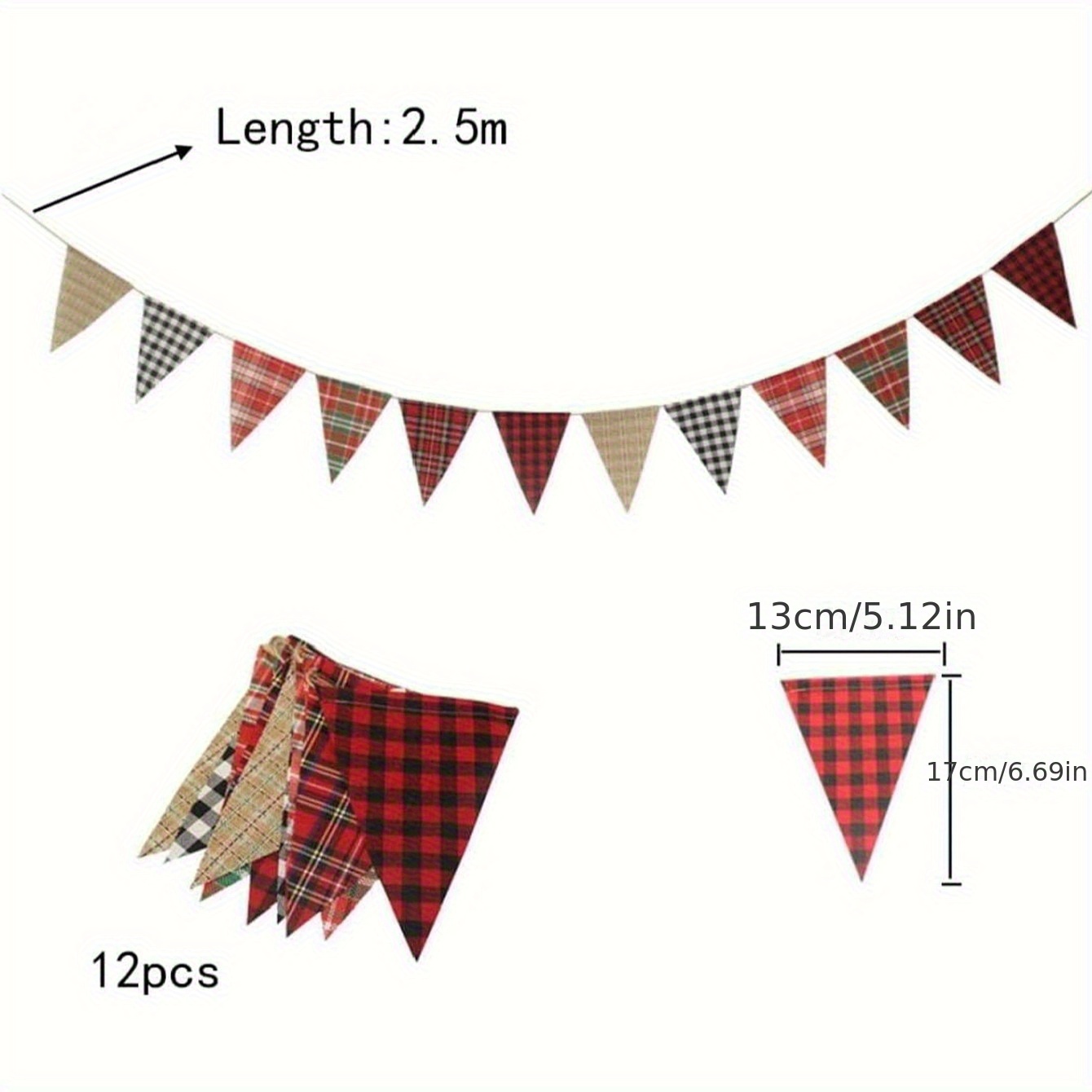 Image of 12pcs 2.5m Burlap Bunting Banner, Suitable For Outdoor And Garden Decoration Birthday Party Decoration Valentine's Day, 's Day, Easter, Ramadan, Eid Al-fitr, Halloween Decoration, Christmas