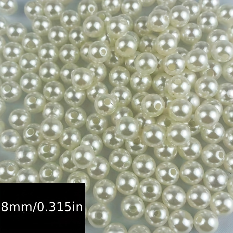 TEMU 500pcs 8mm/10mm Pearl White Acrylic Beads - Diy Jewelry Making Kit For Bracelets, Necklaces & Crafts