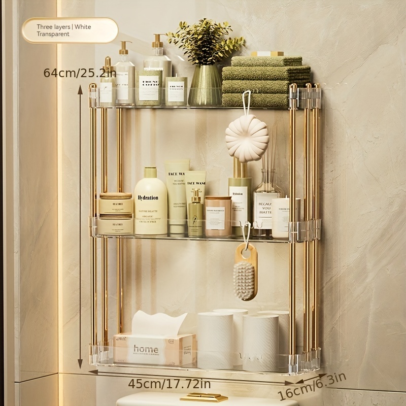 Acrylic Bathroom Shelves No Drill Adhesive Thick Clear Storage Stable Wall  Mounted Shelf Organizer for Bathroom