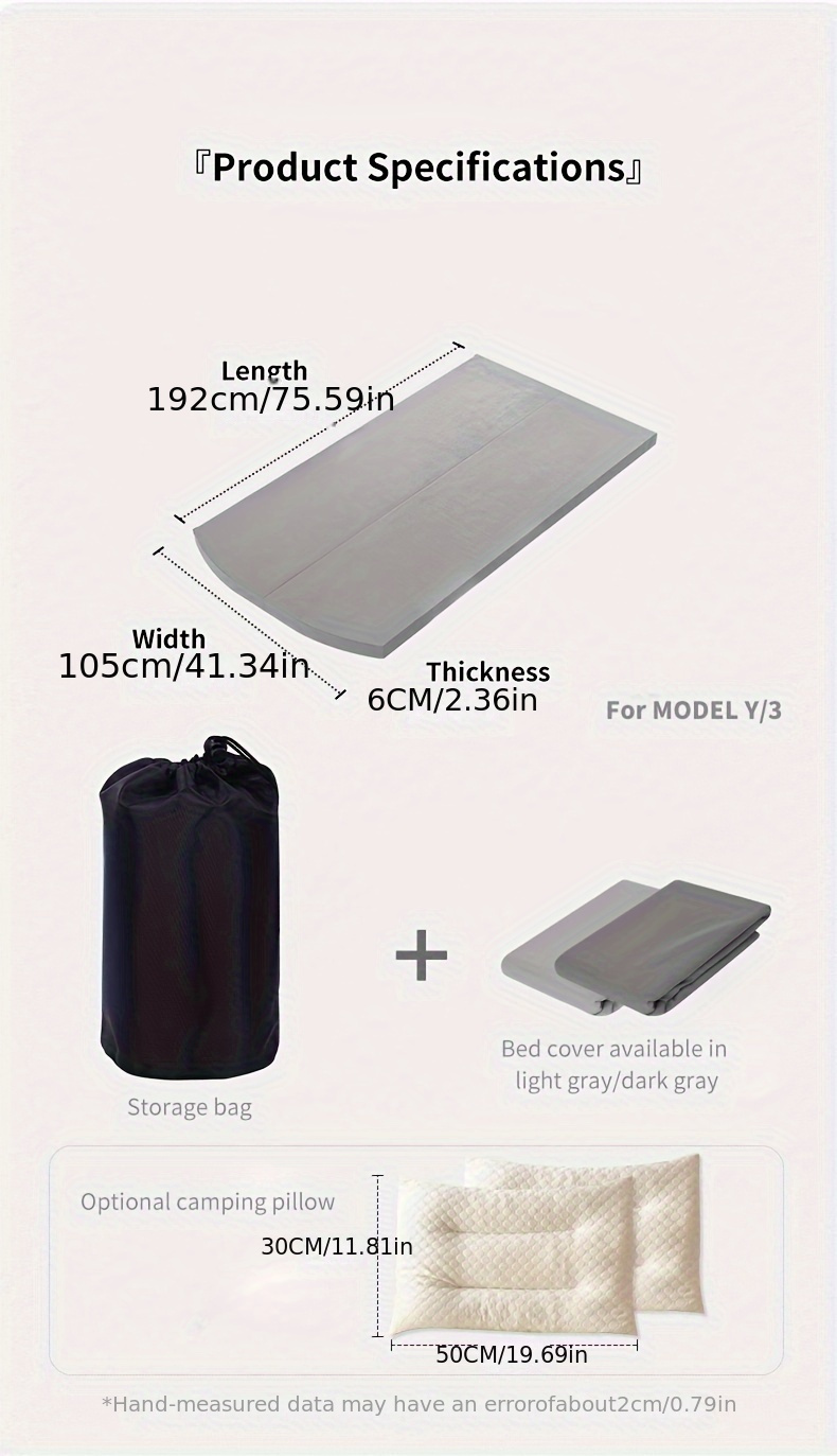 Colchón de esponja viscoelástica - Colchón de camping para Tesla Model  3/año – TESLAUNCH