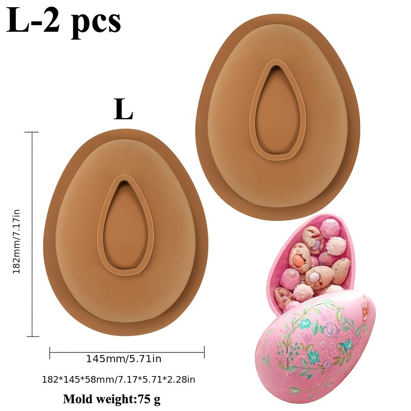 2pcs 4-inch/6-inch Easter Egg Candy Chocolate Mold Kitchen Handmade Cake Additions Tool