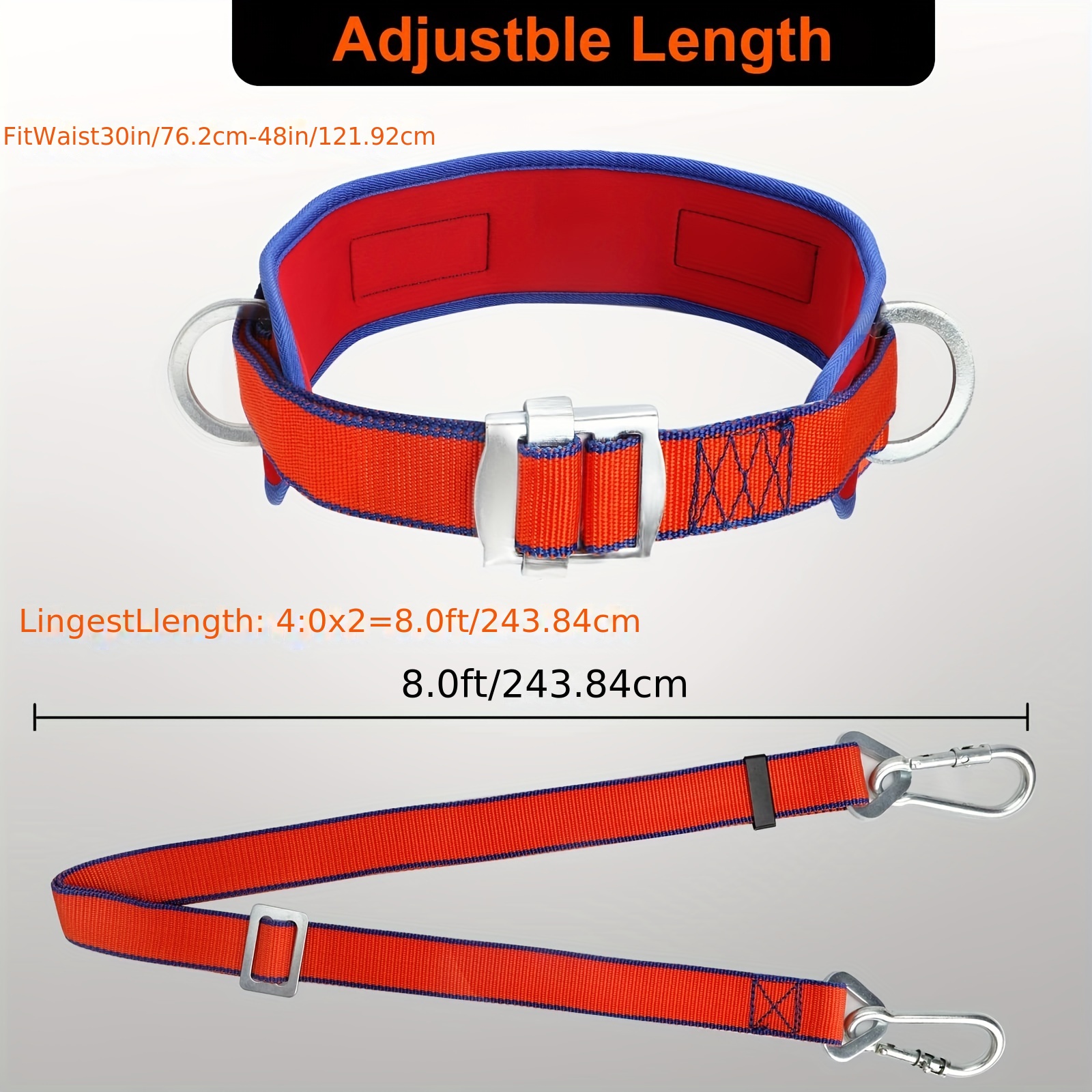 safety belt with adjustable lanyard and updated waist pad tree climbing belt harness safety lanyard fall protection fall kite climbing lanyard ladder safety harness details 2