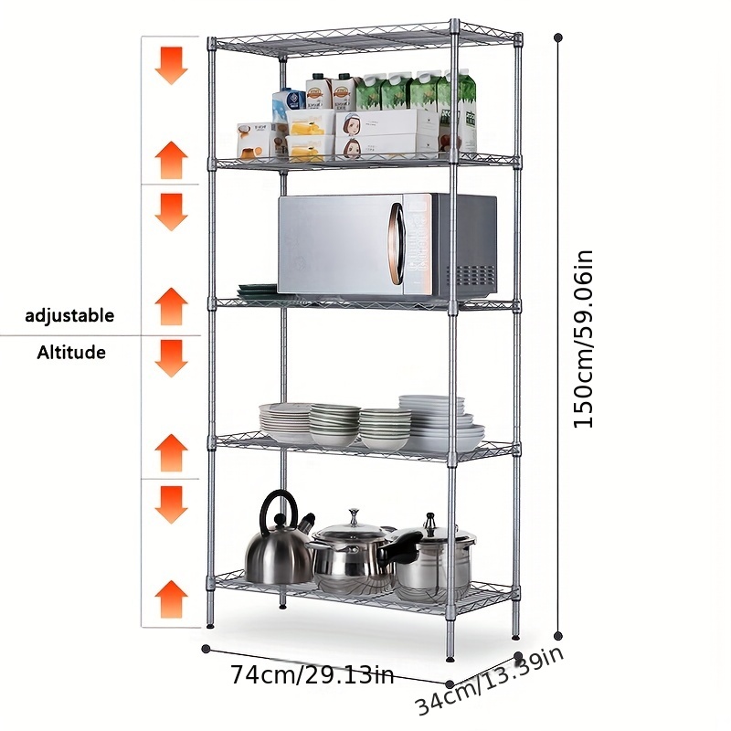 4 layer Adjustable Metal Storage Rack Durable Kitchen - Temu