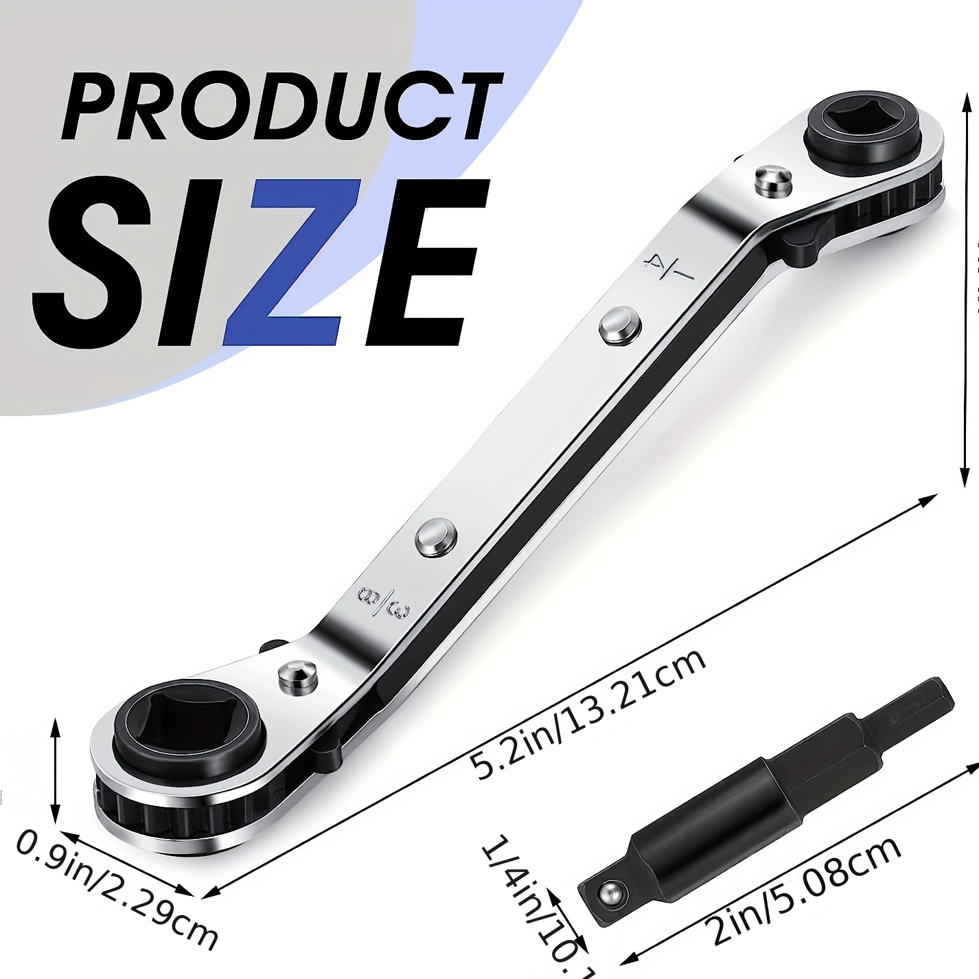 1 Set Wrench Tools, 3/16 To 3/8 5/16'' X 1/4''Air Conditioner Valve  Ratchet Wrench With 2 Hexagon Bit Adapter Kit For Air Refrigeration Tools  And Eq