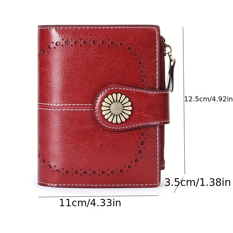 Genuine Leather Fold Short Wallet Bag High Quality New Style Women