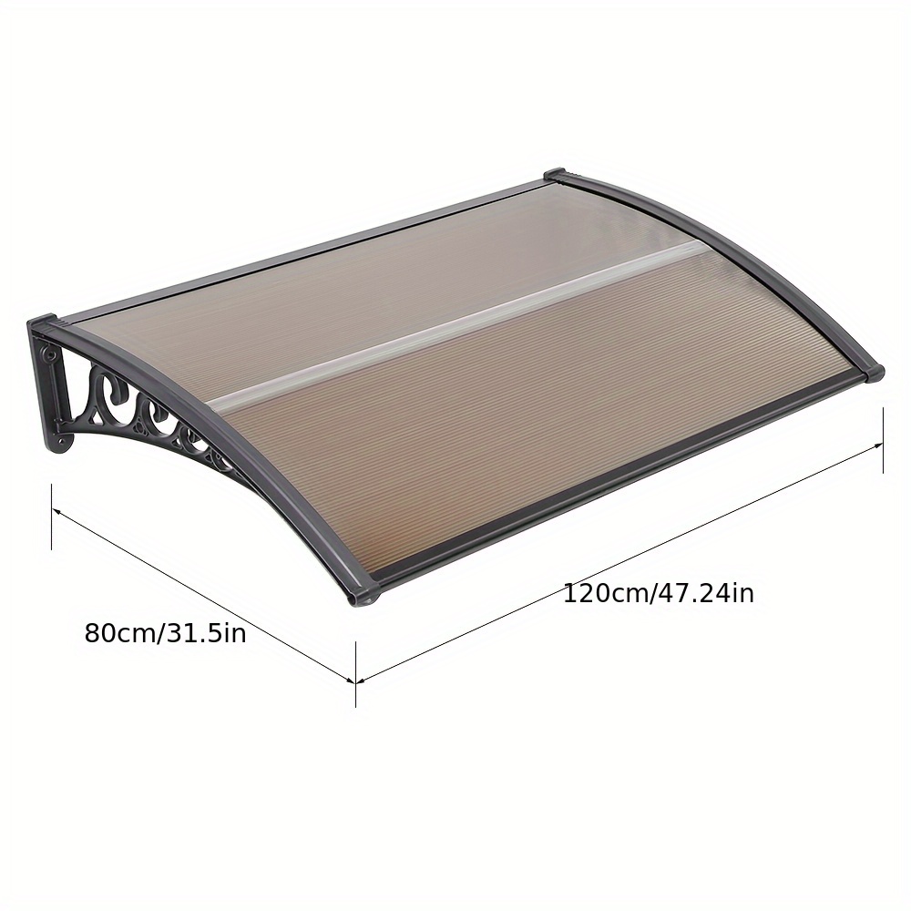 Window Awning 80 X 120cm, Arched Brown, Uv-resistant Sunshade, Rain And Snow Protection Canopy, Polycarbonate, Suitable For , , And Garage Doors
