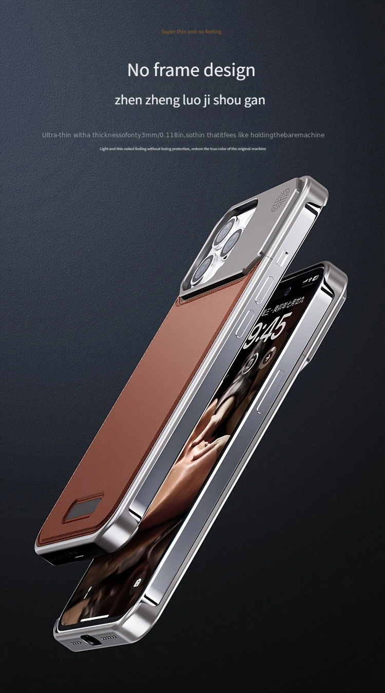 Suitable for Iphone 15 Pro Max, with Magnetic Suction Function, Built-In Aromatherapy Aluminum Alloy Leather Protective Cover,  Mobile Phone Case_voghion.com
