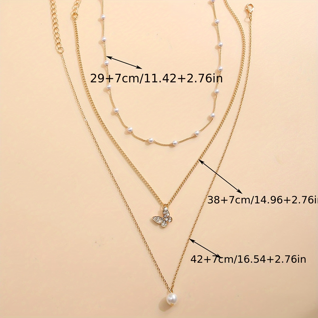 3pcs Split Layer Butterfly Necklace Set for Women
