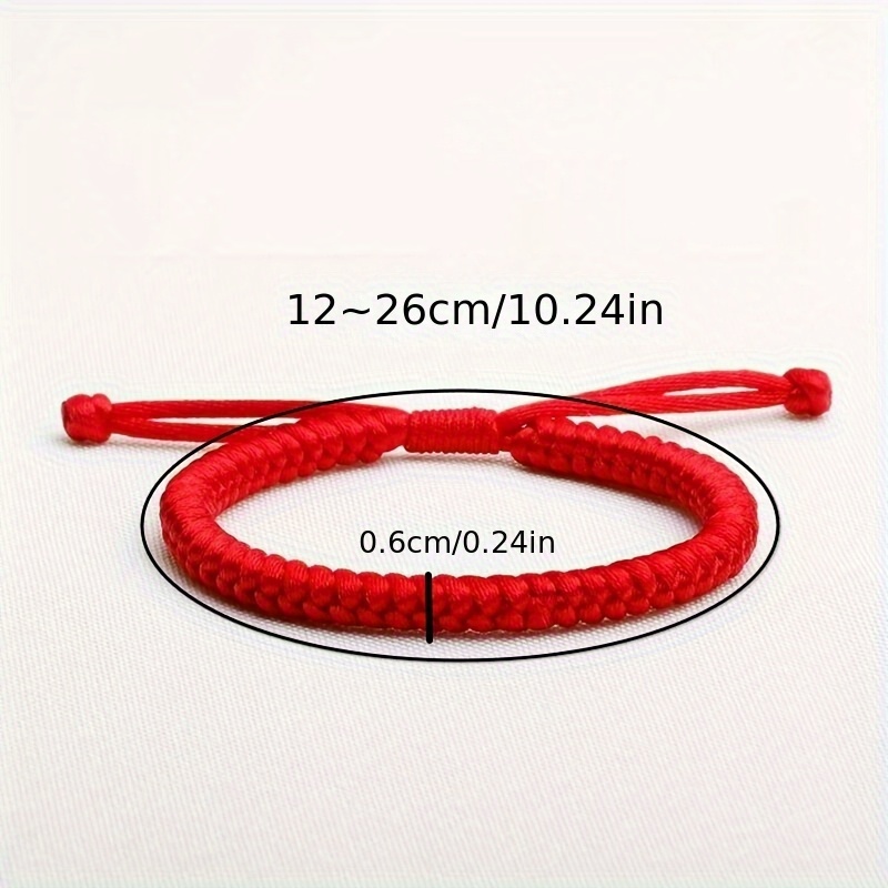 2pcs Red Rope Lucky Knot Bracelets, Handwoven Adjustable