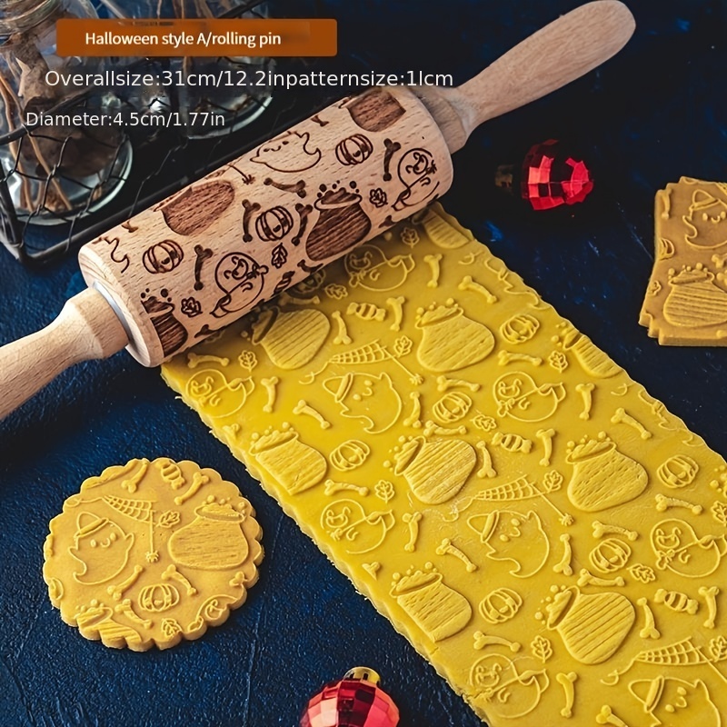 Creative Pattern Embossed Rolling Pin Biscuits Fondant Decorative