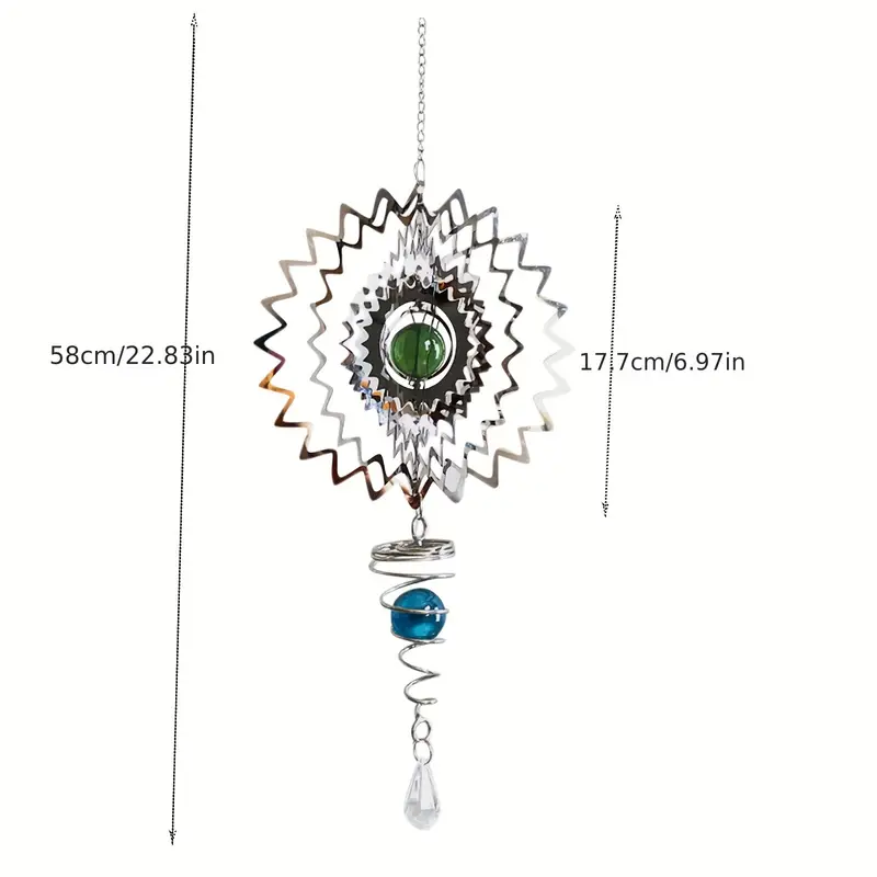 1pc wind chimes stainless crystal rotating wind chimes steel cool rotating patio lawn garden outdoor decor details 2