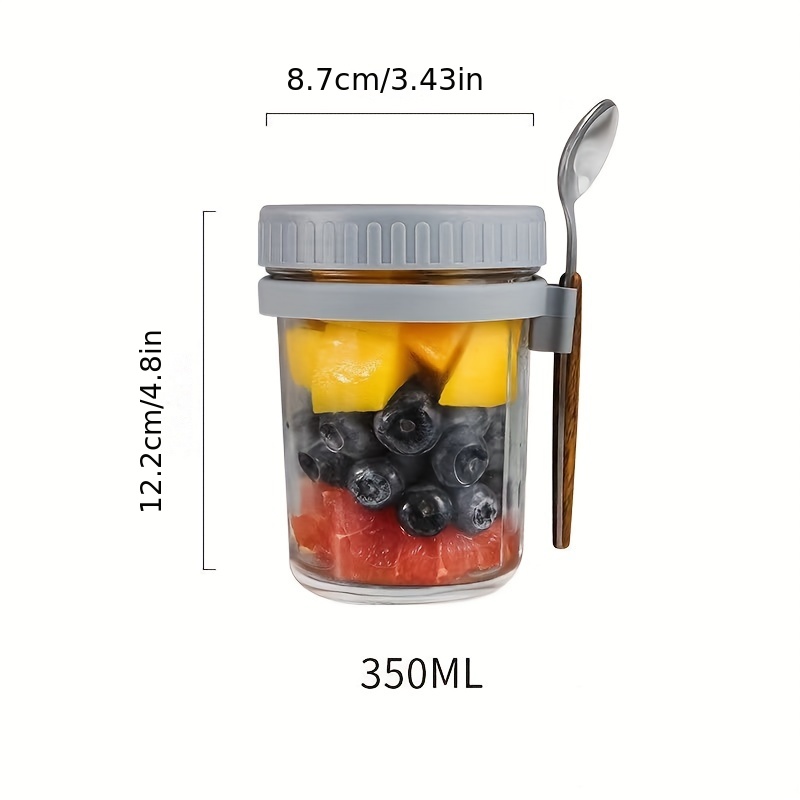 1pc Overnight Oats Container With Lid And Spoon 11 8oz Glass - Temu