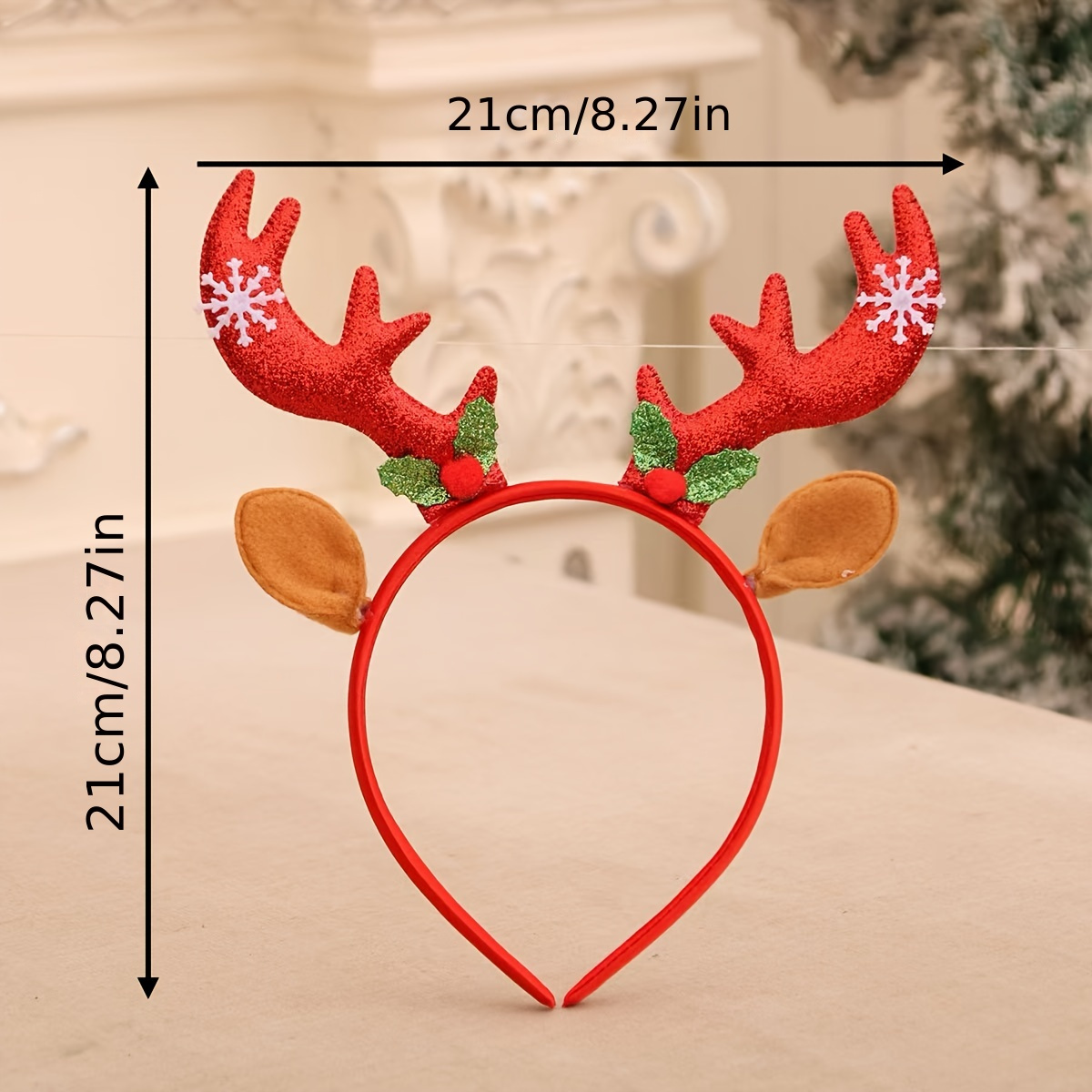 Unisex Christmas Deer Antler Headband Fabric Adjustable for Holiday Parties Sequin Reindeer Antlers Headband | Party City main image 3