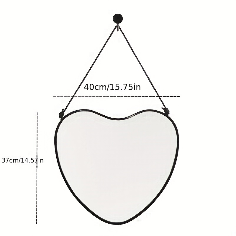 Specchio decorativo 50 cm con cornice nera e gancio in corda - Wiki