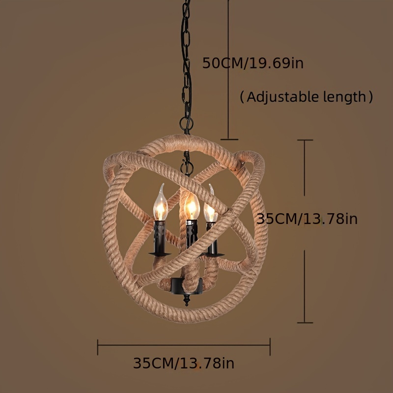 retro nostalgic hemp rope chandelier loft industrial wind internet caf restaurant hot pot restaurant wrought iron hemp rope chandelier american creative retro small chandelier lamps   details 1