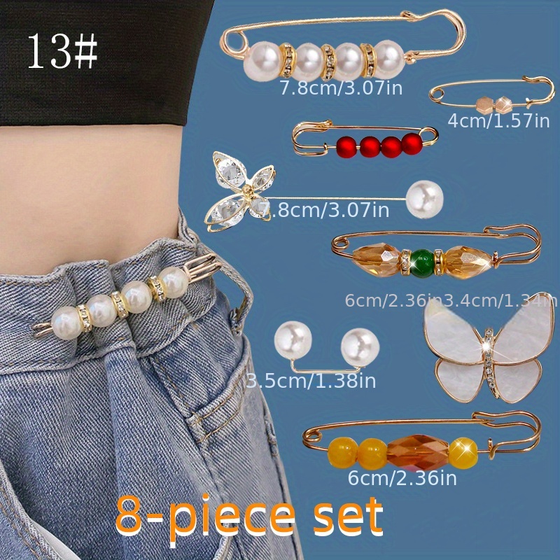 6 Unids/set Broches Perlas Imitación Mujer Pantalones - Temu