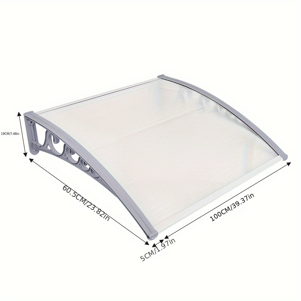 Image of Window Awnings, Entrance Door Awnings, Polycarbonate Awnings, Aluminum Frame, Weatherproof, Corrosion Resistant, Clear Gray, In Sizes