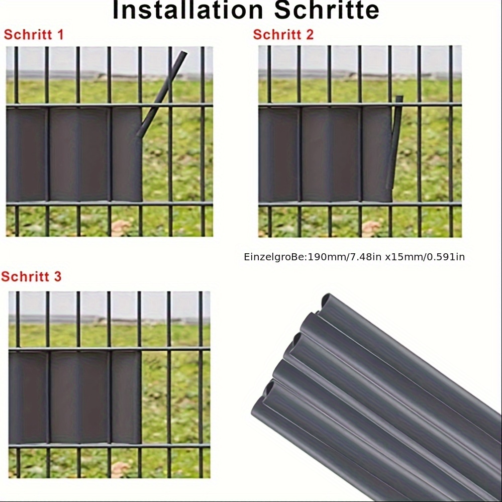 E-shop 72 Stück PVC Sichtschutzleisten mit Klemmschienen, entwickelt zur Verwendung als Windschutz oder Sichtschutz für Gärten und Zäune, inklusive