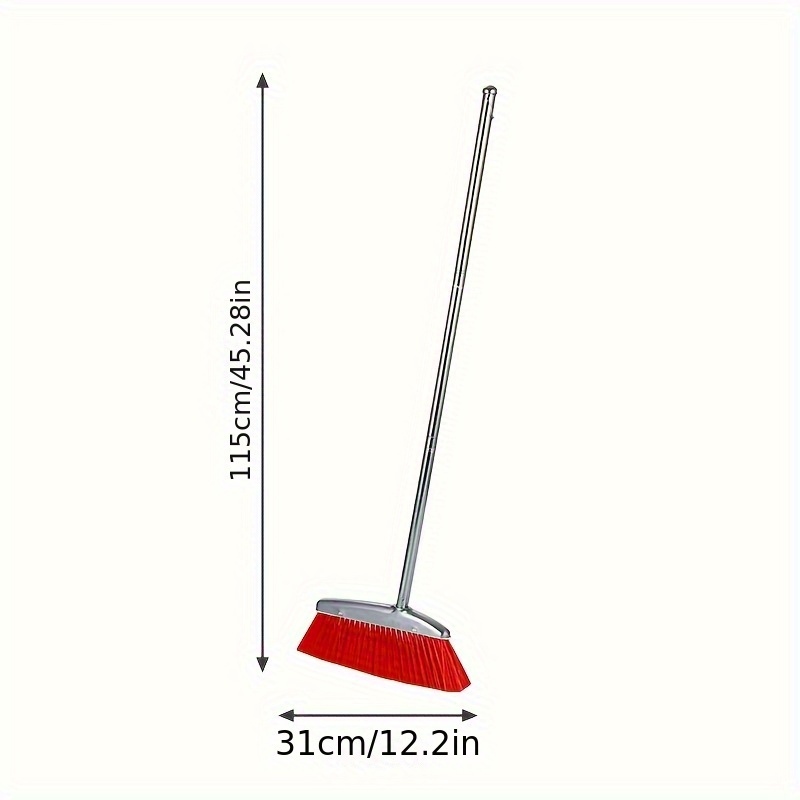 extra long stainless steel broom with thick   handle   hard floors bedrooms kitchens living rooms outdoors details 3