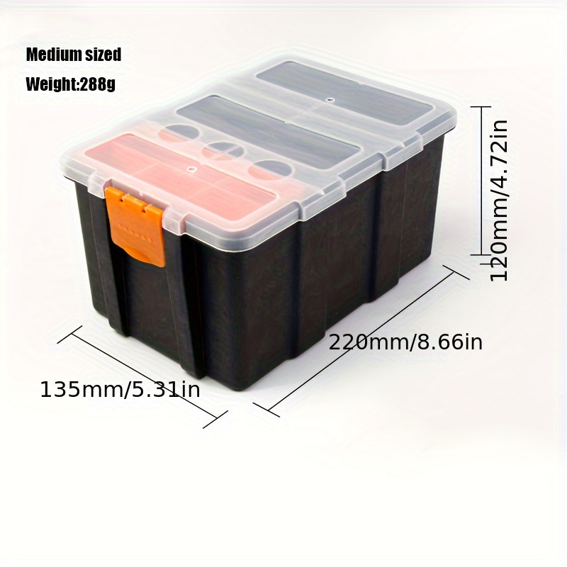 Inhemi Home Tool Part Storage Box, Small Parts Tool Box Organizer, Plastic Two-Layer Components Storage Case for Nails, Screws, and Bolts