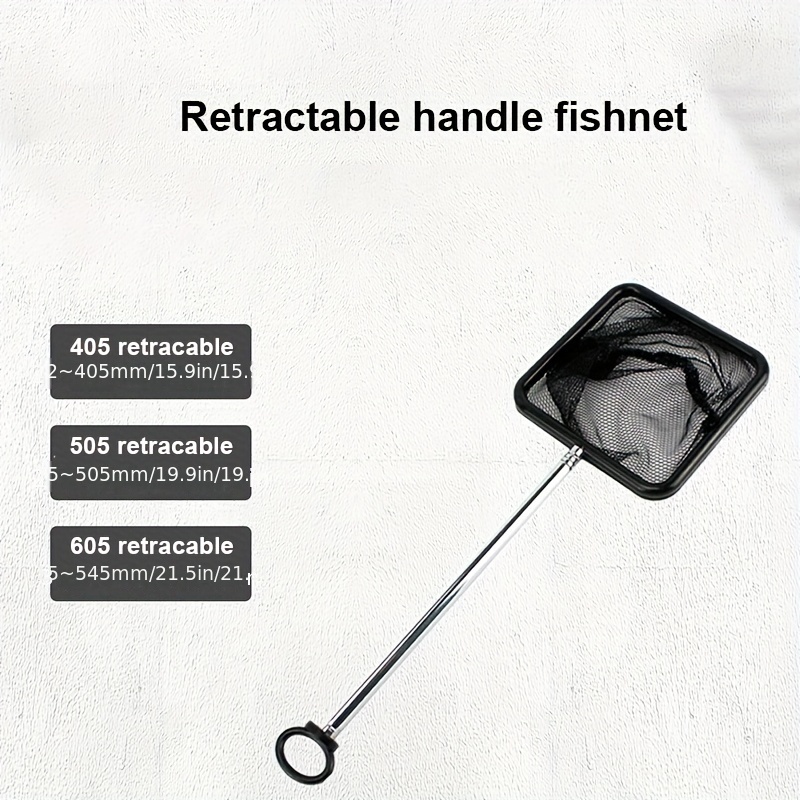 Mesh Fish Tank Net with Long Handle Telescopic Fine Mesh Fishnet with  Extendable 33-60cm Long Handle for Aquarium Lakes Ponds Fish Tank (12x15cm)