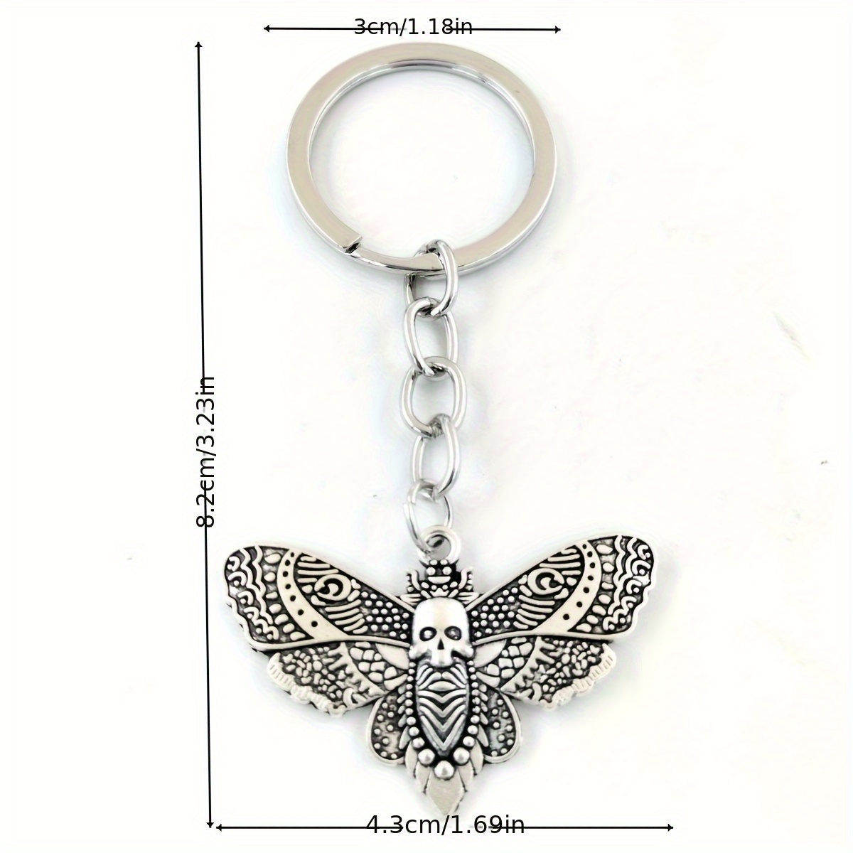 Gothic Skull Butterfly Keychain, Unique Statement Accessory