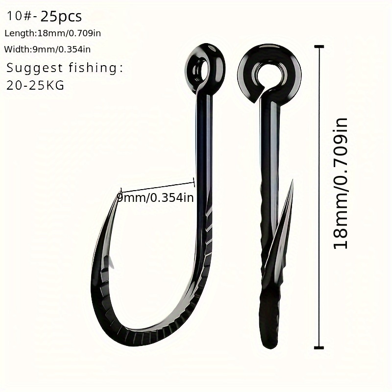 25 2/4/6/8/ Carbon Steel Fishing Hooks, Barbed For , Durable Sharp Hooks, Outdoor Fishing Additions