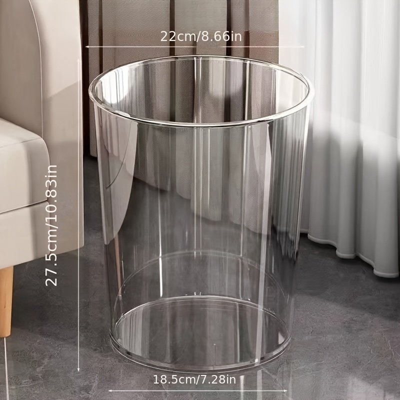 

1pc Acrylic Transparent Wastebasket, High Aesthetic Trash Can For Living Room Bedroom Office, Creative Large Capacity Plastic Bin For Kitchen Bathroom