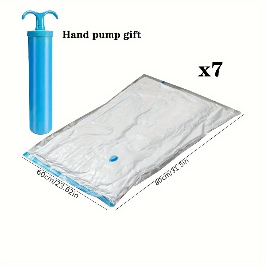 Image of Space- Vacuum Compression Storage Bags - Perfect For Clothes, Blankets & More | Choose Your Piece: 4pcs 7pcs Set With Hand Pump | Ideal For Dorms, Closets & Home Organization