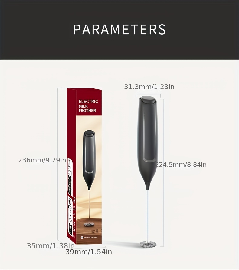   electric milk frother handheld wireless coffee cappuccino foam maker battery powered aa   latte art kitchen use details 9