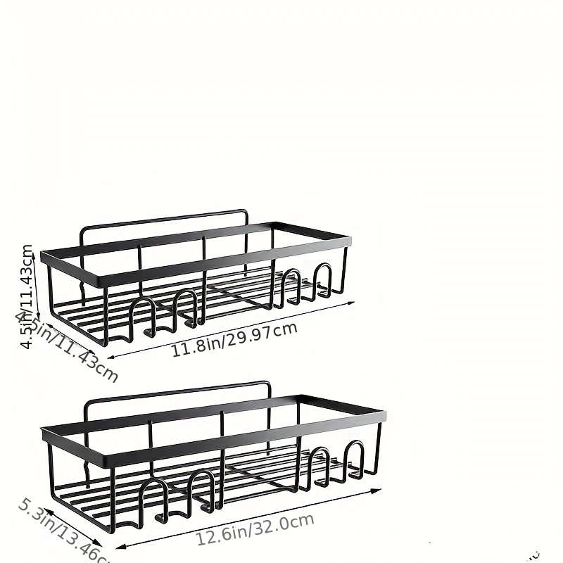 Shower Supplies Storage Rack With Hooks Self adhesive Black - Temu