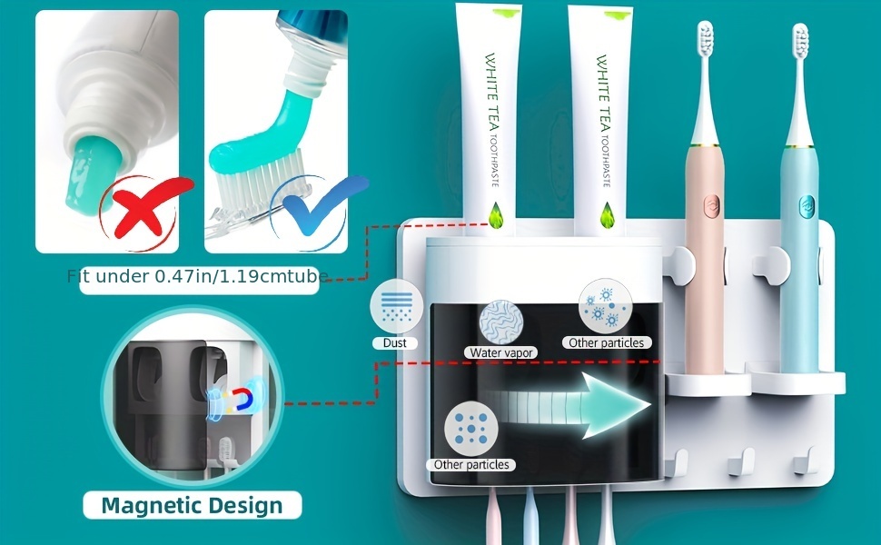 HTN - Portaspazzolino Elettrico Per Sterilizzazione Da 22 Cm Dispenser Per  Dentifricio A Forte Carico Display Intelligente Accessori Per Il Bagno