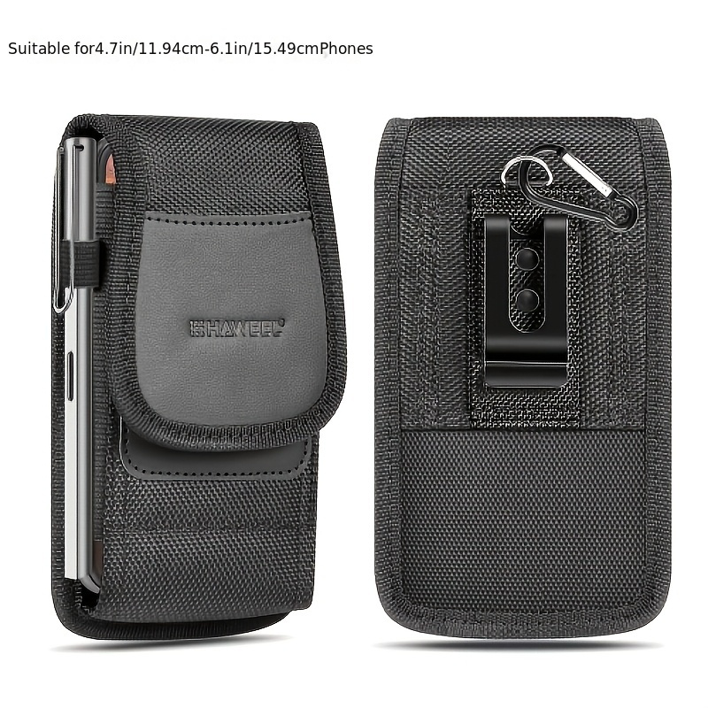 

4.7 Inch/4.7-6.1 Inch/6.1-6.8 Inch Nylon Cloth Phone Belt Clip Carrying Pouch With Card Slot(black)