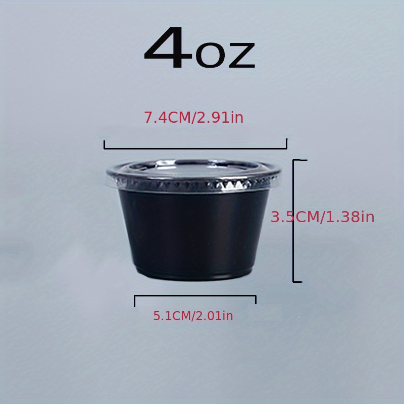 2 oz - 100 Sets Black Diposable Plastic Portion Cups With Lids, Small Mini  Containers For Portion Controll, Jello Shots, Meal Prep, Sauce Cups, Slime,  Condiments, Medicine, Dressings, Crafts, Disposable Souffle Cups