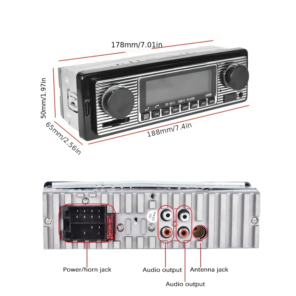 12V BT Reproductor de radio para automóvil Estéreo FM MP3 USB SD AUX Audio  Auto Electrónica Auto Radio 1 DIN Radio