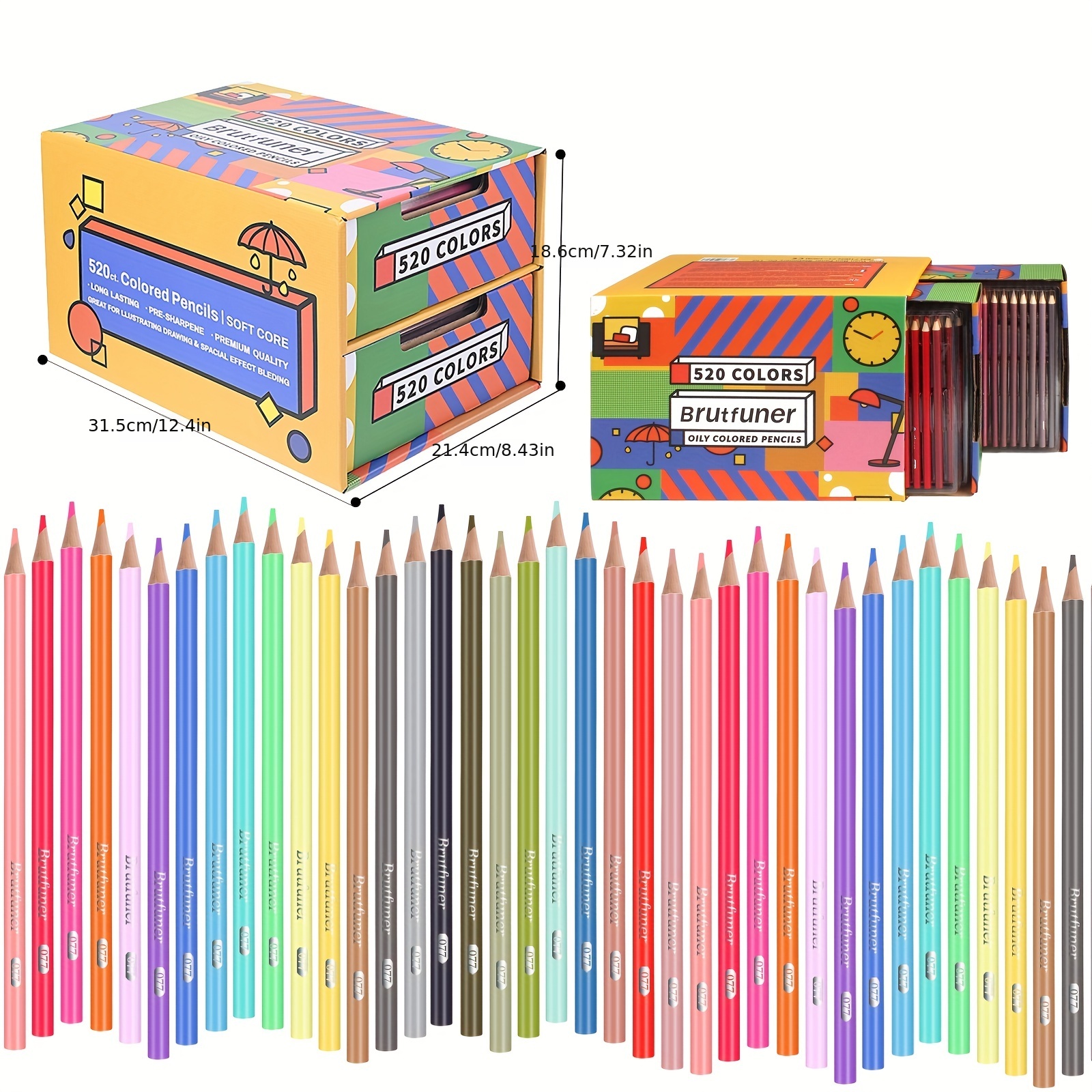 Brutfuner Colored Pencils 520 color set oil-based oily colored