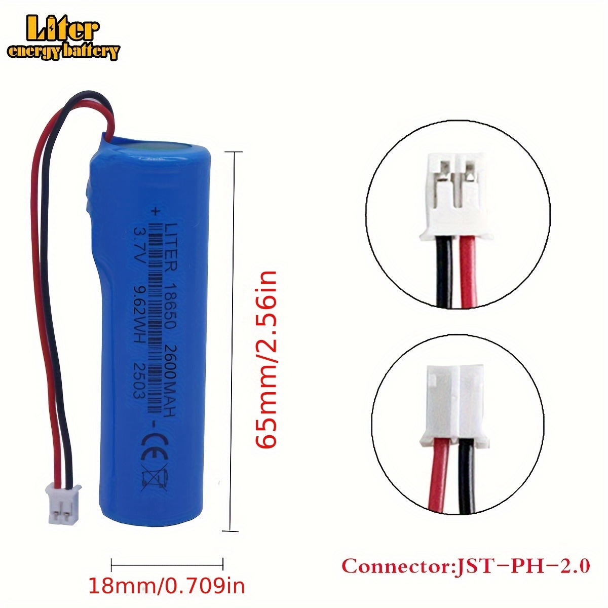 18650 2600mah 3 7v rechargeable lithium   with pcb and terminal cable suitable for handheld small fan electric scooter sweeper mouse camera battery