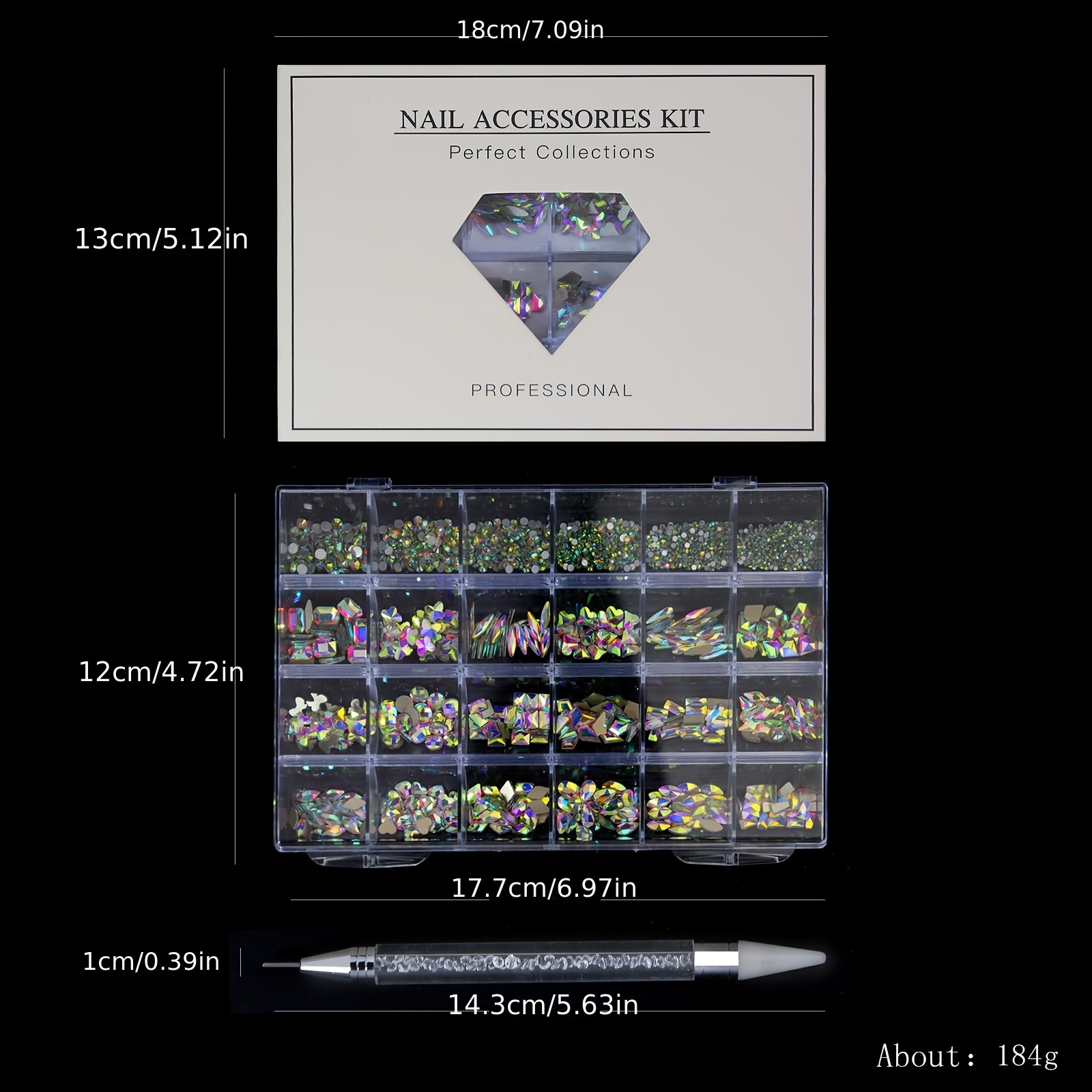 Crystal AB Nail Art Rhinestones Flat Back Mixed Shaped Gemstones