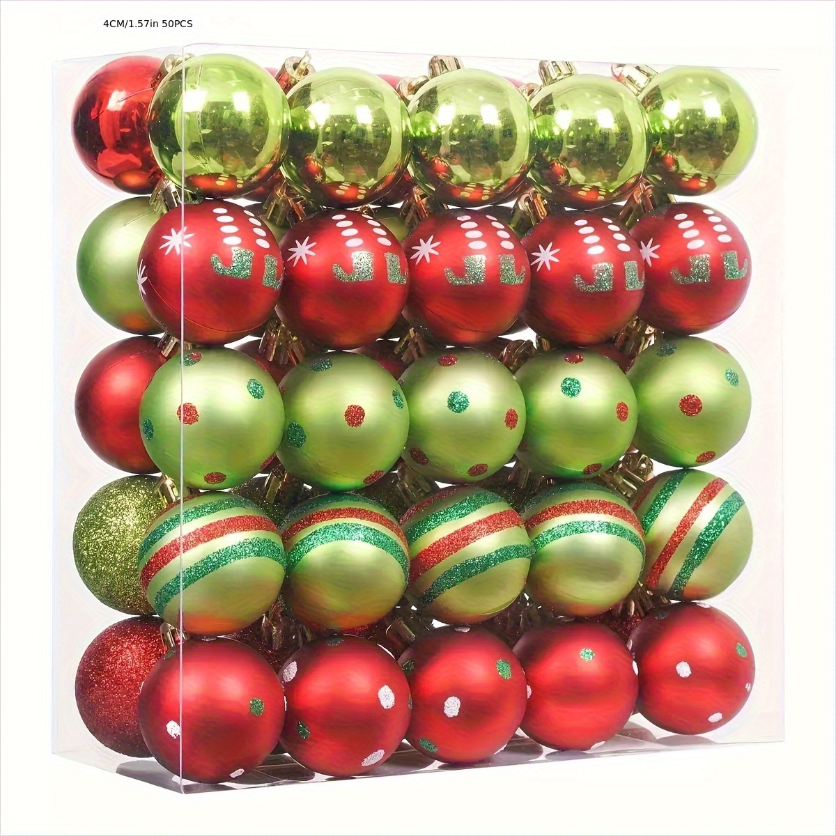 TEMU 50 pezzi, Mini Set di Ornamenti Natalizi Vintage e Verde Classici Retro Baubles 4Cm/1.57Inch Decorazione Natalizia per Albero di Natale