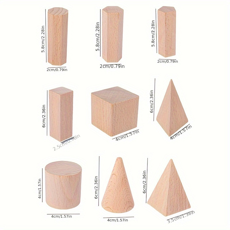 3D Geometry Building Blocks Shape Wooden Toy