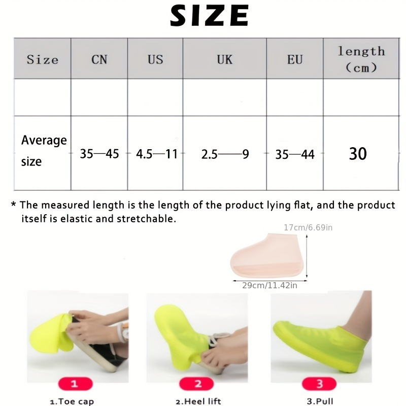 1pair Waterproof Shoe Covers, Unisex Shoe Protectors, Elastic And Durable Boots Covers, Suitable For Rainy Days