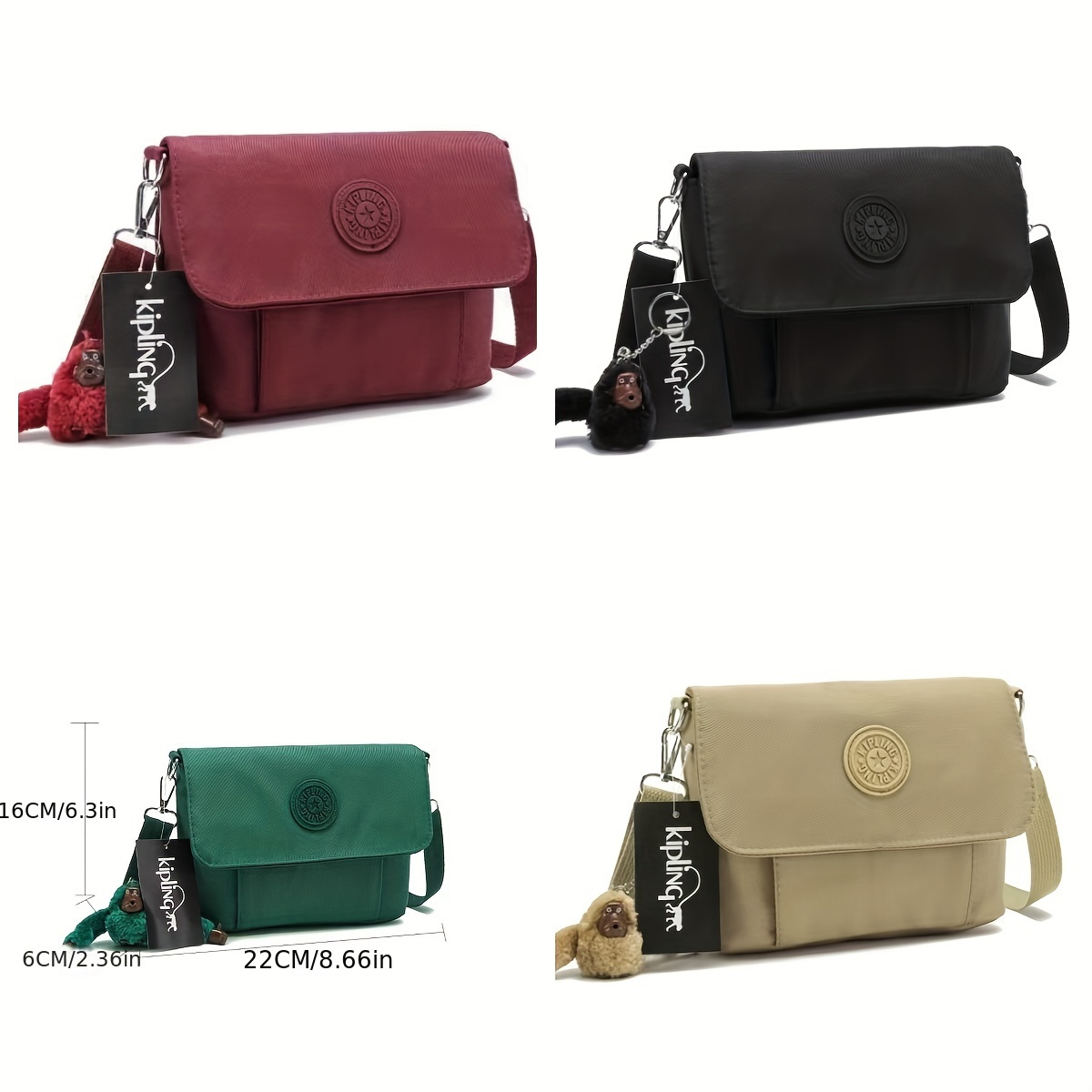 

Chic Waterproof Nylon Crossbody Bag For Women - Lightweight, Spacious & Stylish With Detachable Strap | In Khaki, Red, Green, Black | Fashionable Shoulder Purse With Zip Closure