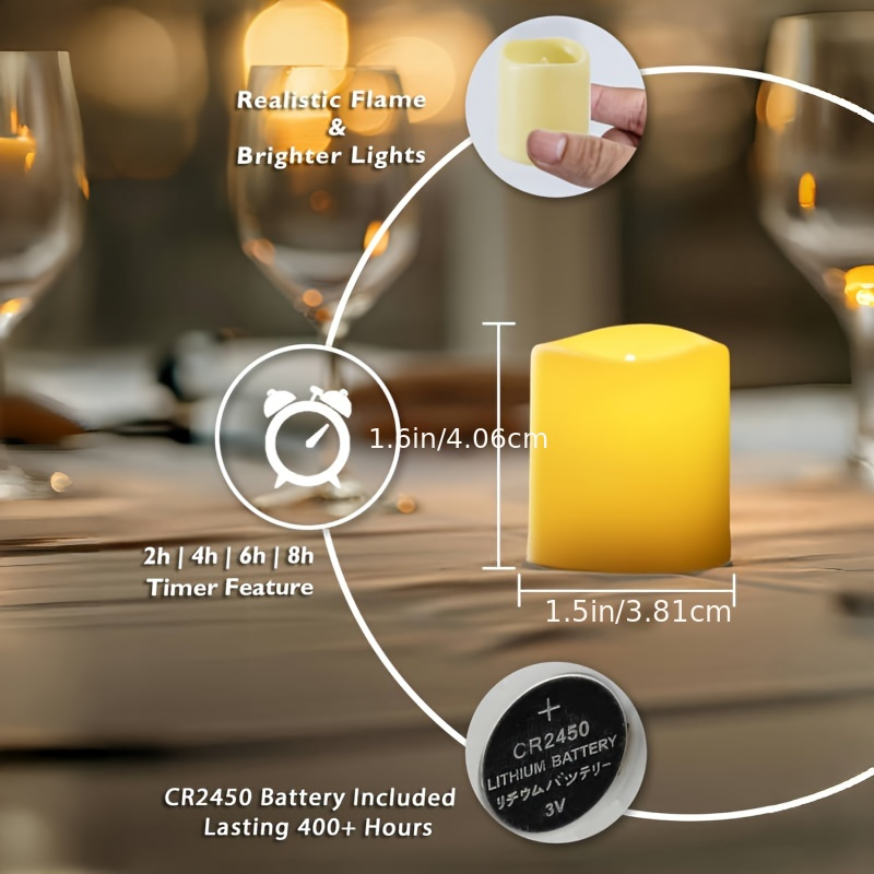 Flickering Flameless Electronic Candles with Remote Control, 12-Pack or 24-Pack