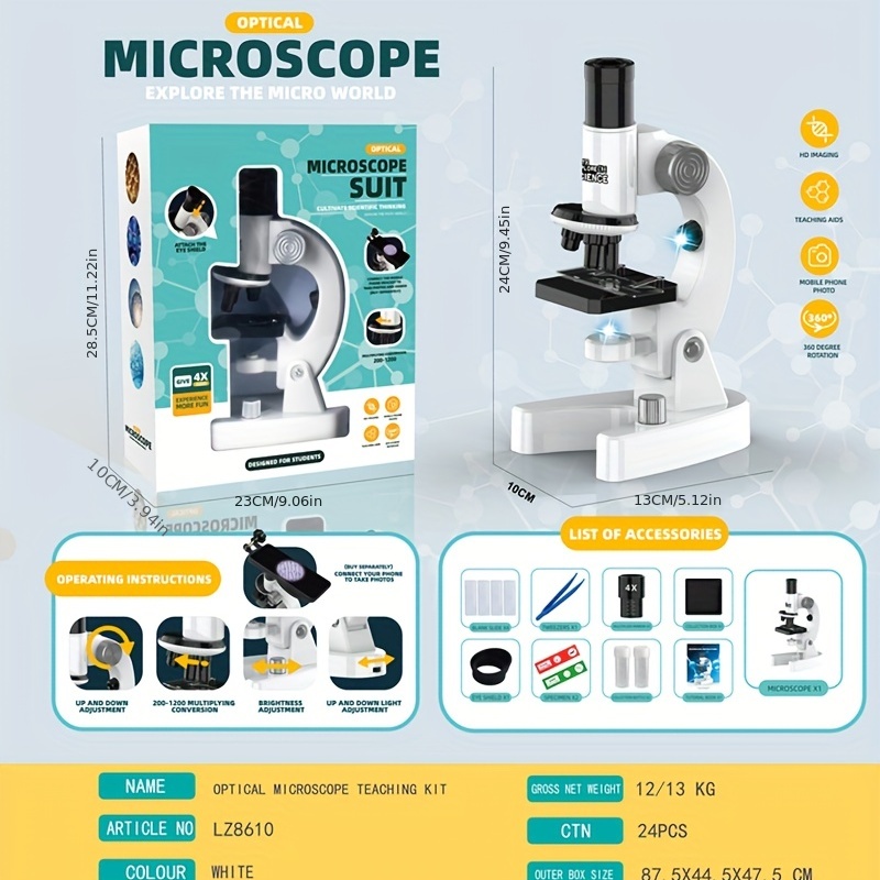 Jouet Microscope Portable Pour Enfants, Jouet D'expérience Scientifique  Biologique Et Éducatif, Microscope Multiple Haute Définition - Temu France