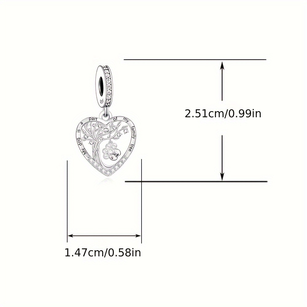 925 Sterling Silver Tree and Footprint Heart Charm