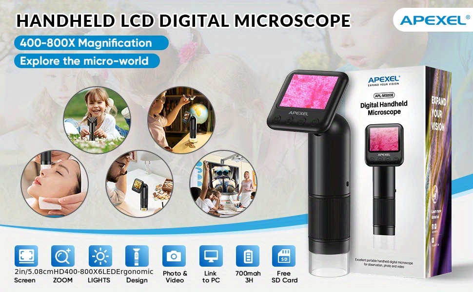 400x 800x hd microscope lens handheld portable usb digital microscope optical instruments electron microscopes with led details 0