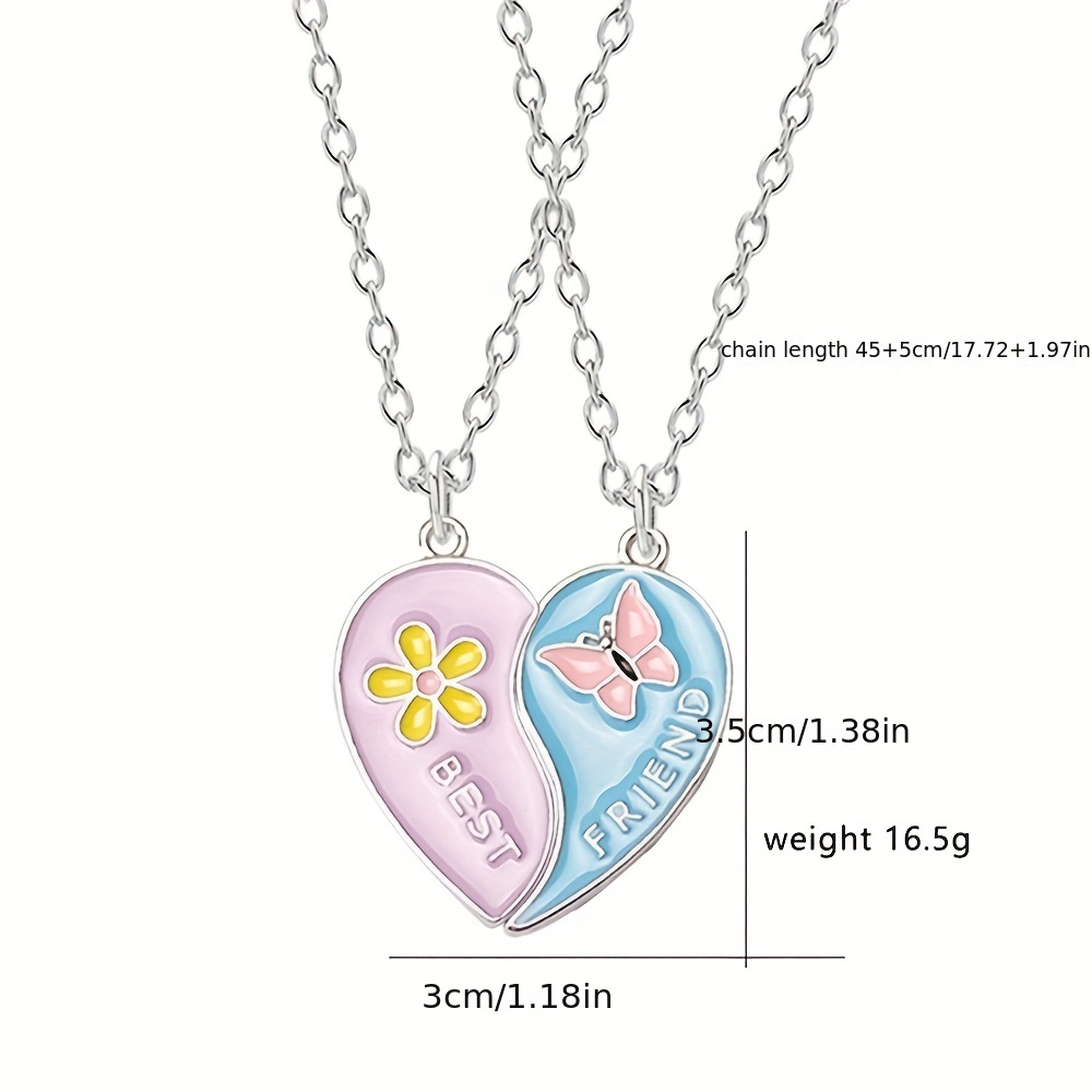 2 Pcs/ SetFashion Best Friends Honey Love Couple Pendant Necklace Chain  Choke Broken Heart BFF Good Friendship Jewelry Gift